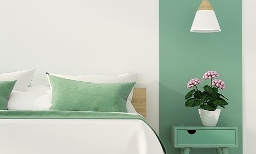 bed and bedside table